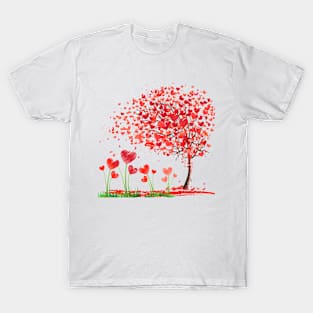 Valentine's Love Blossoms: Heartfelt Tree Delight T-Shirt